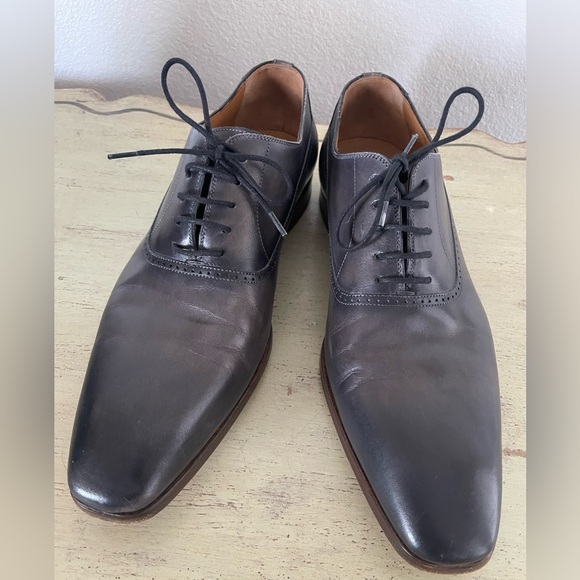 MAGNANNI Made in Spain Plain Toe Oxford in Gray Leather Size 8 1/2 M $425 - Picture 1 of 7